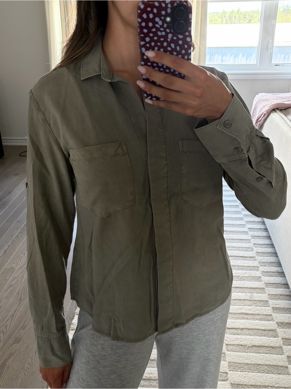 Bella Dahl Olive Green Button-Up Shirt